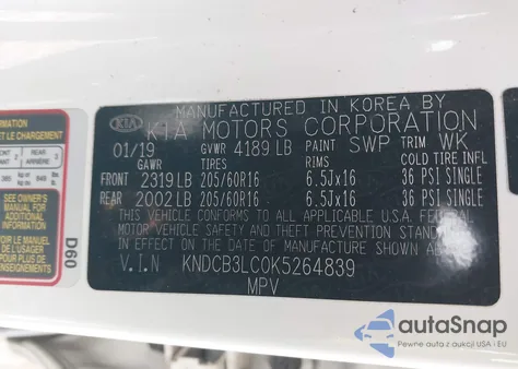 2019 Kia Niro Lx from USA, damaged, VIN KNDCB3LC0K5264839